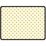 Polka Dots - Deep Lemon Yellow on White Fleece Blanket (Large) (One Side)