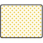 Polka Dots - Deep Lemon Yellow on White Fleece Blanket (Medium) (One Side)