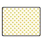 Polka Dots - Deep Lemon Yellow on White Fleece Blanket (Small) (One Side)