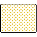 Polka Dots - Deep Lemon Yellow on White Double Sided Fleece Blanket (Medium) (Two Sides)