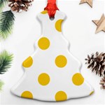 Polka Dots - Deep Lemon Yellow on White Ornament (Christmas Tree)