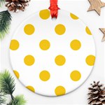 Polka Dots - Deep Lemon Yellow on White Ornament (Round)