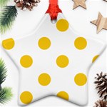 Polka Dots - Deep Lemon Yellow on White Star Ornament (Two Sides)