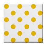 Polka Dots - Deep Lemon Yellow on White Tile Coaster