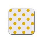 Polka Dots - Deep Lemon Yellow on White Rubber Coaster (Square)