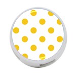 Polka Dots - Deep Lemon Yellow on White 4-Port USB Hub (One Side)
