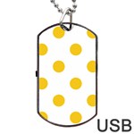 Polka Dots - Deep Lemon Yellow on White Dog Tag USB Flash (One Side)