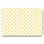 Polka Dots - Deep Lemon Yellow on White Large Doormat