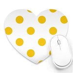 Polka Dots - Deep Lemon Yellow on White Heart Mousepad