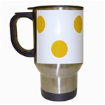Polka Dots - Deep Lemon Yellow on White Travel Mug (White)