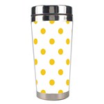 Polka Dots - Deep Lemon Yellow on White Stainless Steel Travel Tumbler