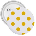 Polka Dots - Deep Lemon Yellow on White 3  Button