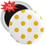 Polka Dots - Deep Lemon Yellow on White 3  Magnet (10 pack)