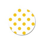 Polka Dots - Deep Lemon Yellow on White Magnet 3  (Round)