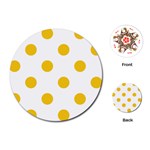 Polka Dots - Deep Lemon Yellow on White Playing Cards (Round)