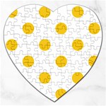 Polka Dots - Deep Lemon Yellow on White Jigsaw Puzzle (Heart)