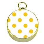 Polka Dots - Deep Lemon Yellow on White Gold Compass