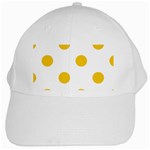 Polka Dots - Deep Lemon Yellow on White White Cap