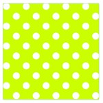 Polka Dots - White on Fluorescent Yellow Large Satin Scarf (Square)