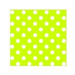 Polka Dots - White on Fluorescent Yellow Small Satin Scarf  (Square)