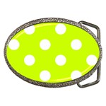 Polka Dots - White on Fluorescent Yellow Belt Buckle