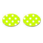 Polka Dots - White on Fluorescent Yellow Cufflinks (Oval)