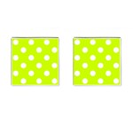 Polka Dots - White on Fluorescent Yellow Cufflinks (Square)