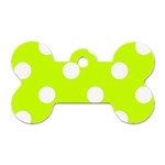 Polka Dots - White on Fluorescent Yellow Dog Tag Bone (One Side)