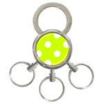 Polka Dots - White on Fluorescent Yellow 3-Ring Key Chain