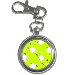 Polka Dots - White on Fluorescent Yellow Key Chain Watch