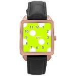 Polka Dots - White on Fluorescent Yellow Rose Gold Leather Watch