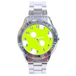 Polka Dots - White on Fluorescent Yellow Stainless Steel Analogue Watch