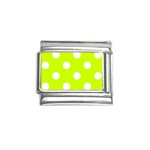 Polka Dots - White on Fluorescent Yellow Italian Charm (9mm)