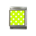 Polka Dots - White on Fluorescent Yellow Italian Charm (13mm)