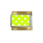 Polka Dots - White on Fluorescent Yellow Gold Trim Italian Charm (9mm)