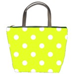 Polka Dots - White on Fluorescent Yellow Bucket Bag
