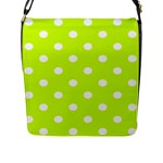 Polka Dots - White on Fluorescent Yellow Flap Closure Messenger Bag (L)