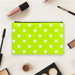 Polka Dots - White on Fluorescent Yellow Cosmetic Bag (M)