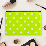Polka Dots - White on Fluorescent Yellow Cosmetic Bag (L)