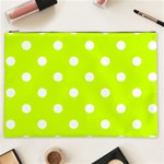 Polka Dots - White on Fluorescent Yellow Cosmetic Bag (XXL)