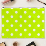 Polka Dots - White on Fluorescent Yellow Cosmetic Bag (XXXL)