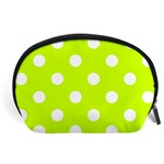 Polka Dots - White on Fluorescent Yellow Accessory Pouch (Large)