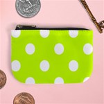 Polka Dots - White on Fluorescent Yellow Mini Coin Purse