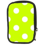 Polka Dots - White on Fluorescent Yellow Compact Camera Leather Case