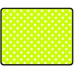 Polka Dots - White on Fluorescent Yellow Fleece Blanket (Medium) (One Side)