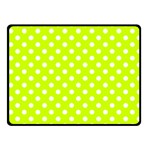 Polka Dots - White on Fluorescent Yellow Fleece Blanket (Small) (One Side)