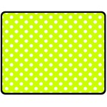 Polka Dots - White on Fluorescent Yellow Double Sided Fleece Blanket (Medium) (Two Sides)