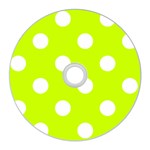 Polka Dots - White on Fluorescent Yellow CD Wall Clock