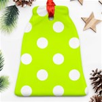 Polka Dots - White on Fluorescent Yellow Bell Ornament (Two Sides)