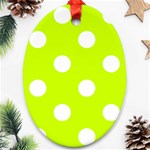 Polka Dots - White on Fluorescent Yellow Ornament (Oval)